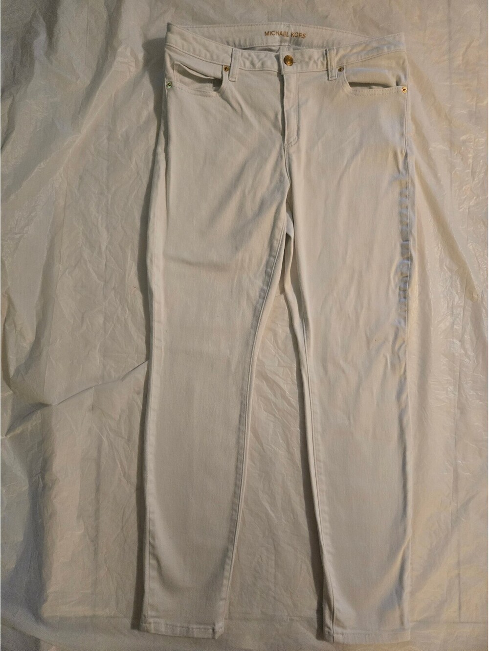 Michael Kors Izzy Skinny White Jeans Women's Size 10 Mid Rise Stretch Denim